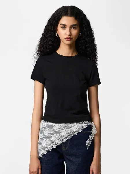 PIECES Tricou PCAmelia negru alb