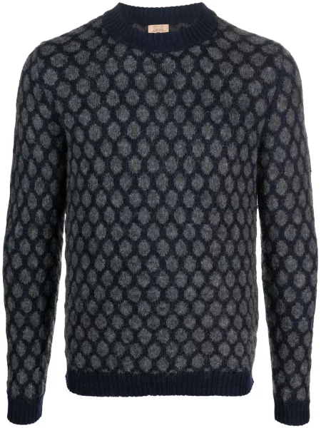 Плетен пуловер Rakki с кръгло деколте синьо