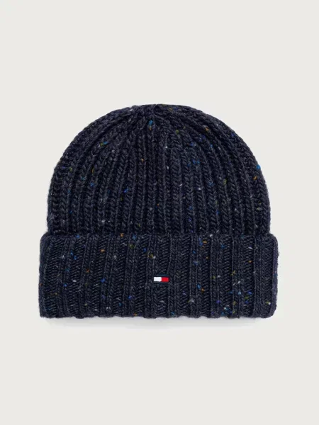 Tommy Hilfiger σκούφος beanie ανδρικός με μαλλί μπλε
