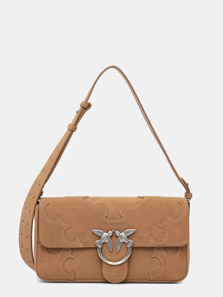 Pinko torebka crossbody zamszowa beżowa
