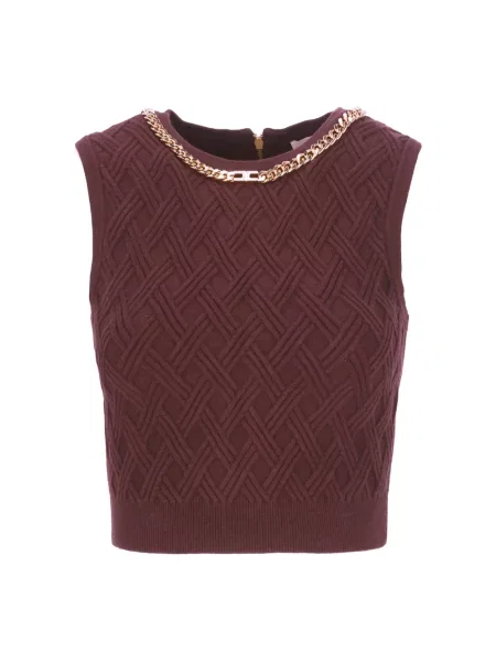 Dzianinowy sweter Elisabetta Franchi z nadrukiem czerwony