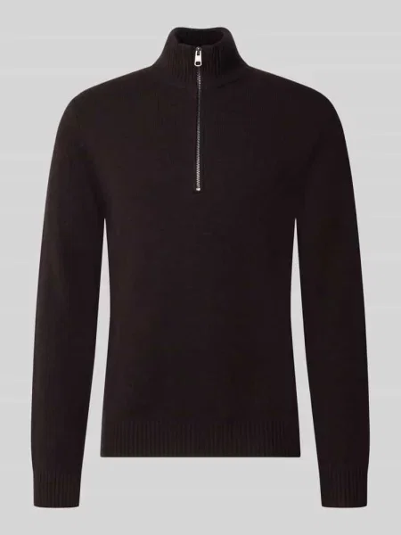Sweter z dzianiny o kroju regular fit z kołnierzem zapinanym Cinque
