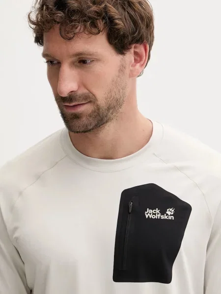 Лонгслив Jack Wolfskin с принтом бежевый