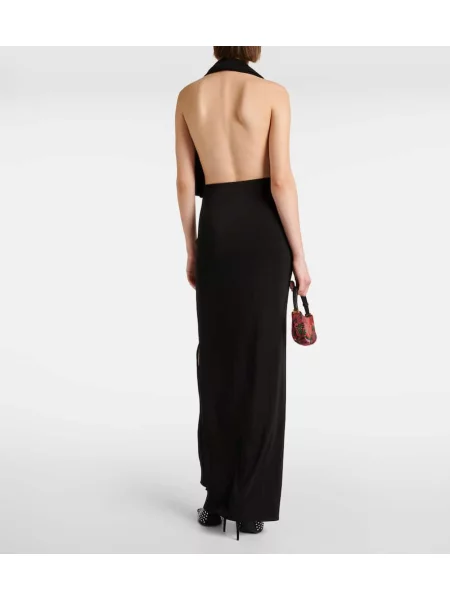 Rochie Magda Butrym din jerseu drapată cu gât halter negru