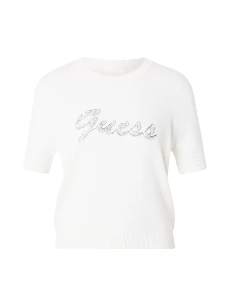 GUESS Pulover MARGARET kremna srebrna