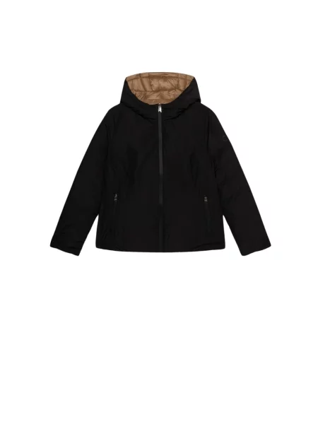 Krótka kurtka puchowa Oltre z kapturem czarna