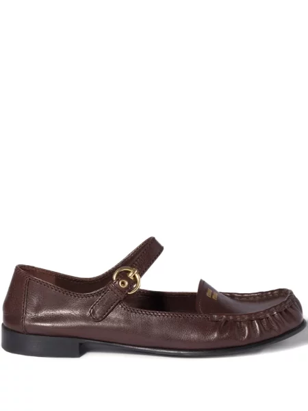 Pantofi loafer Miu Miu din piele maro