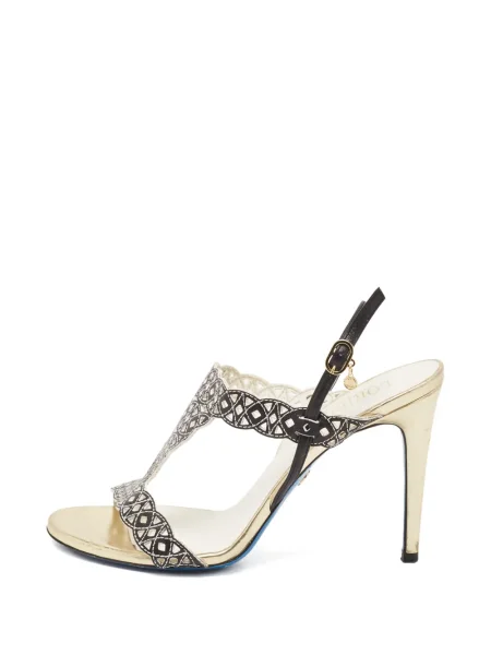 Sandale Loriblu din piele cu imprimeu geometric negru
