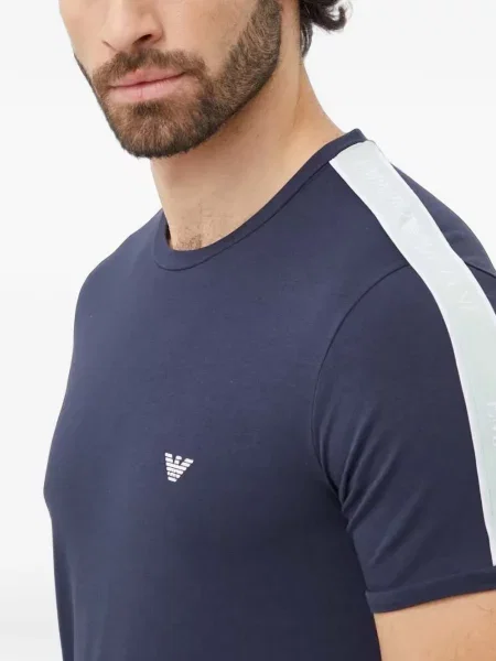 Tričko Emporio Armani s autogramem modré