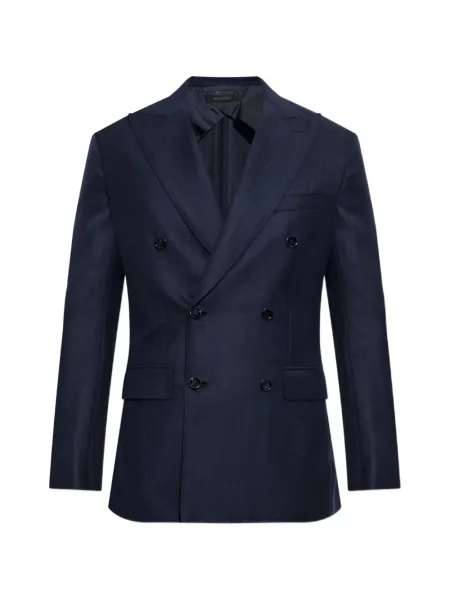 Sacou Brioni cu model herringbone cu două rânduri de nasturi albastru