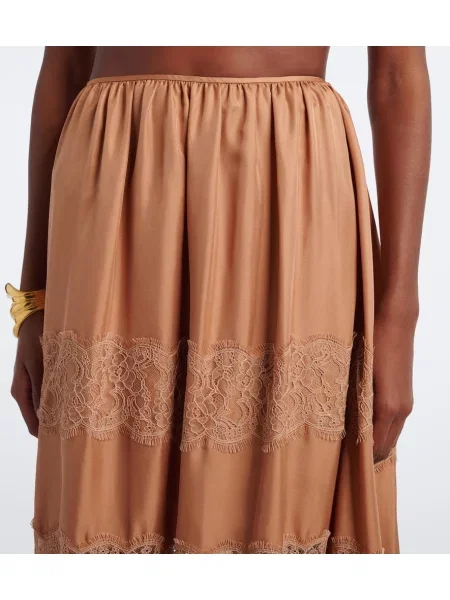 Fusta maxi Ulla Johnson de mătase maro