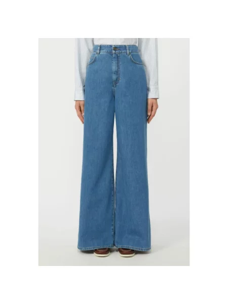 Szerokie jeansy Weekend Max Mara niebieskie