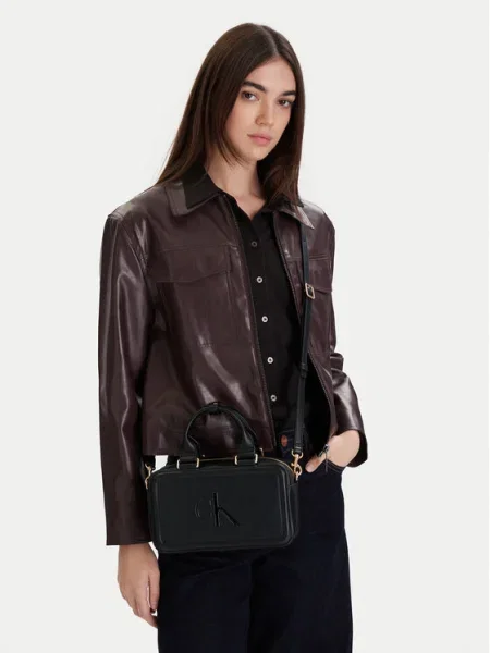 Geantă Calvin Klein Bold Ck Bauletto Crossbody negru