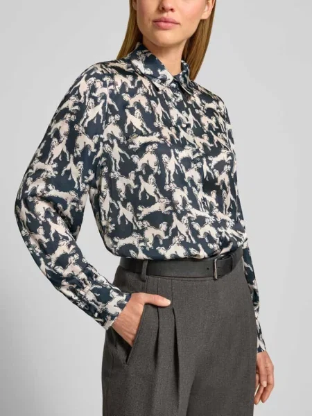 Bluzka koszulowa o kroju relaxed fit ze zwierzęcym nadrukiem na całej powierzchni Jake*s Collection