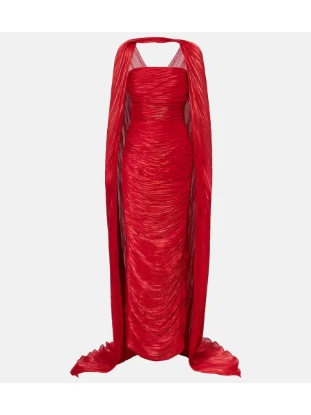 Rochie Marmar Halim plisată roșu