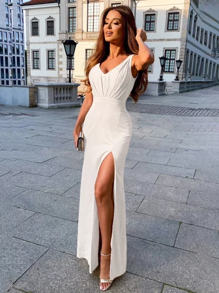 Rochie maxi Edoti de costum alb