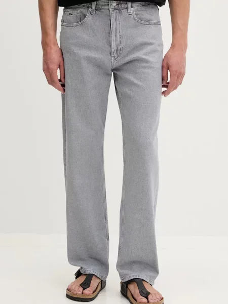 Tommy Jeans blugi straight pentru bărbați gri