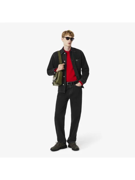 Lacoste Kurtka Overshirt Z Grubego Bawełnianego Denimu szary