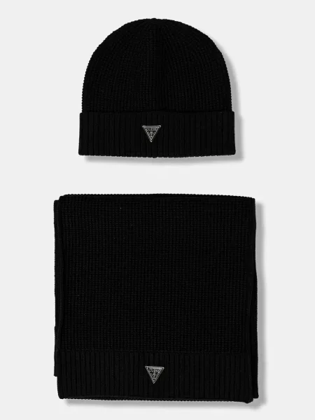 Шапка и шал Guess черно