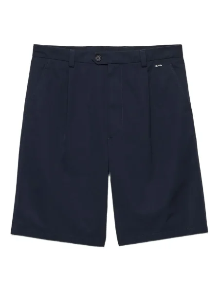Pantaloni scurți Prada cu broderie plisate albastru