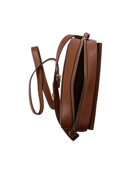 Torebka Lauren Ralph Lauren skórzana z logo brązowa