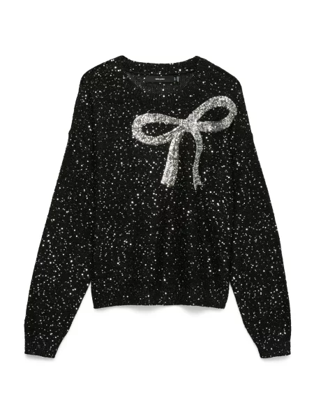 VERO MODA Sveter VMXMAS / strieborná čierna