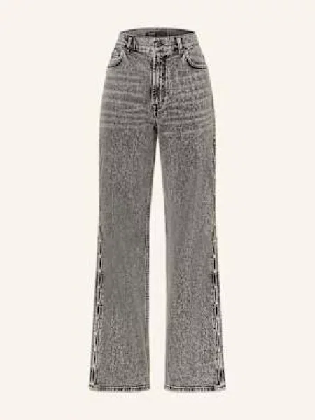 Maje Jeansy Wide Leg Z Ozdobnymi Koralikami grau szare