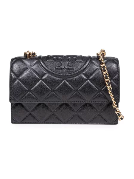Tory Burch torebka skórzana Fleming czarny