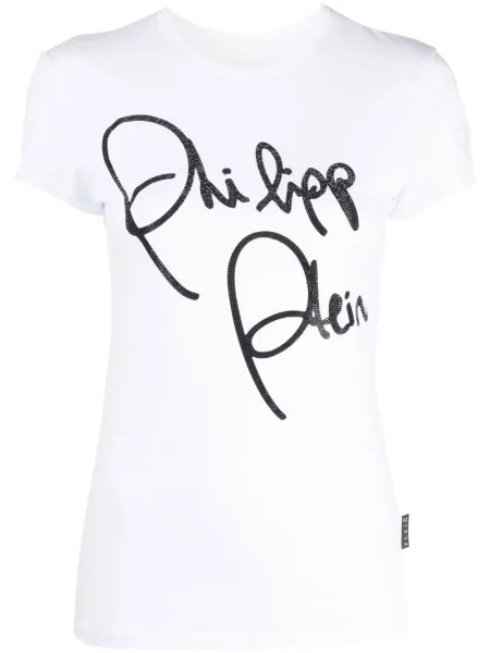 Tricou Philipp Plein de cristal alb