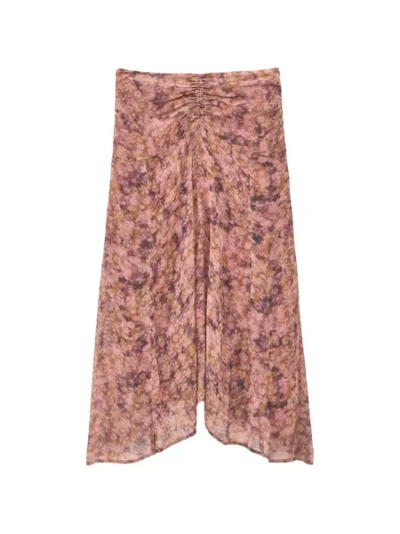 Fustă midi Ba&sh cu model floral cu imagine roz