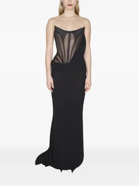 Rochie maxi Mugler drapată negru