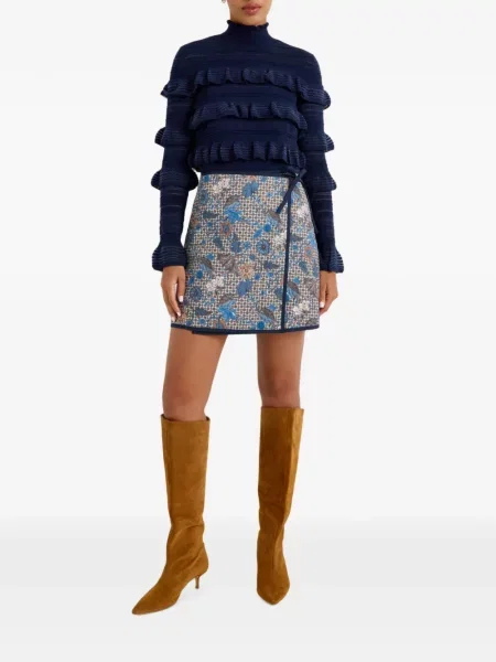 Fusta mini Marie Oliver cu model floral cu imagine albastru