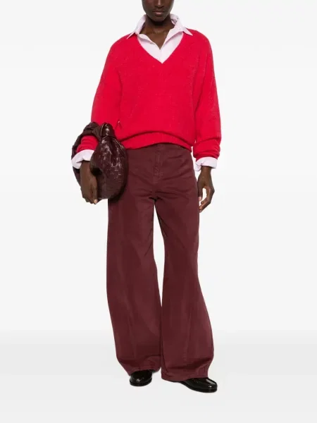 Pulover Weekend Max Mara cu decolteu în V roșu