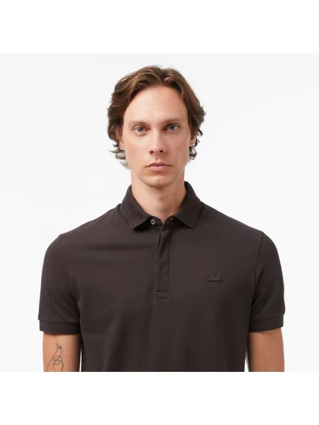 Lacoste Elastyczna Koszulka Polo Paris Regular Fit I Piqué brązowa