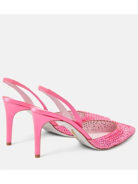 Sandale Rene Caovilla din satin slingback roz