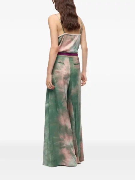 Pantaloni Pinko din satin cu gradient verde