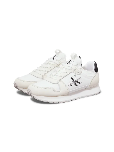 Calvin Klein Jeans Sneakersy Runner Sock Laceup Ml Lth biela