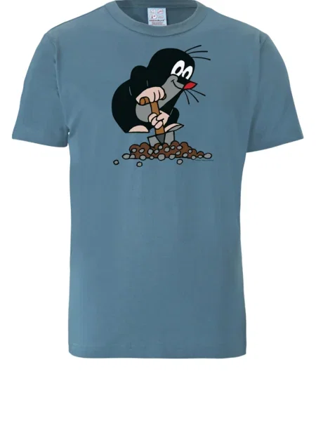 LOGOSHIRT Tricou Der Kleine Maulwurf albastru porumbel / roz / negru alb