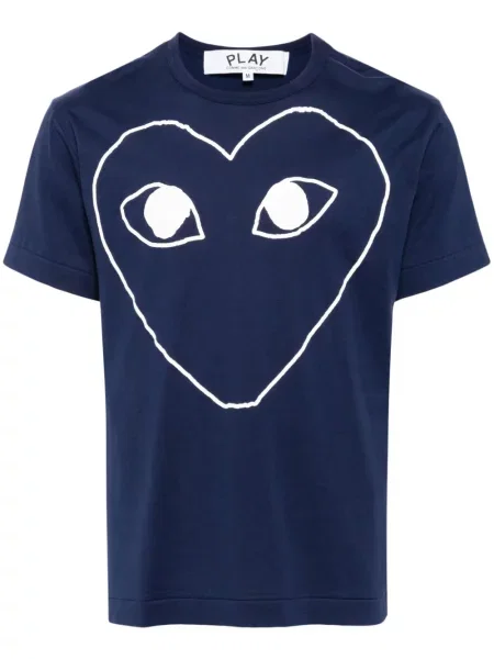 Koszulka Comme Des Garcons Play z nadrukiem w serca niebieska