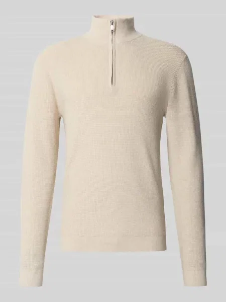 Sweter z dzianiny z kołnierzem model ‘lagoon’ Matinique biały