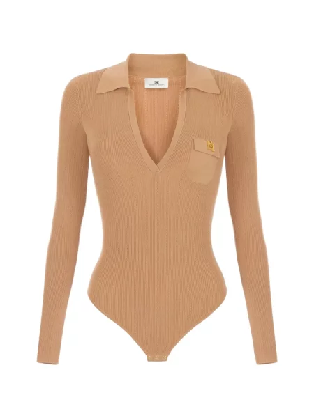 Body Elisabetta Franchi cu broderie tricotate ajurat