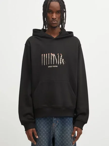 Bombažen pulover Daily Paper Light Cycle Hoodie črna