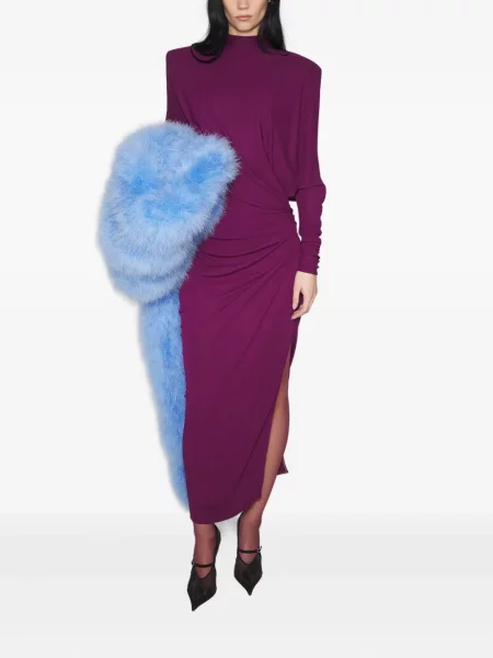 Rochie maxi Mugler drapată violet
