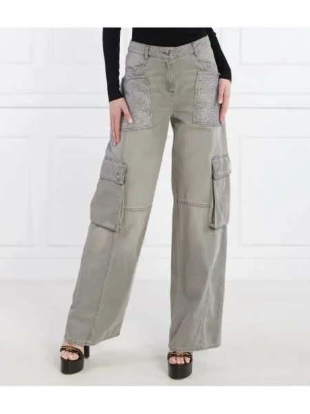 Elisabetta Franchi Blugi cargo | Oversize fit gri