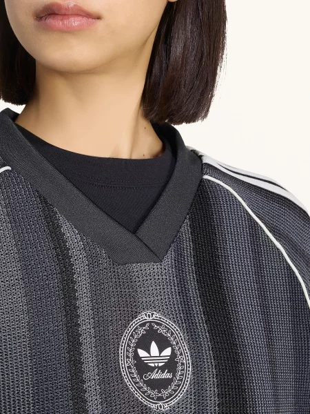 Adidas Originals Pletené Tričko Adidas Originals Summer Glow Knitted Oversized Jersey tmavě šedá černá bílá
