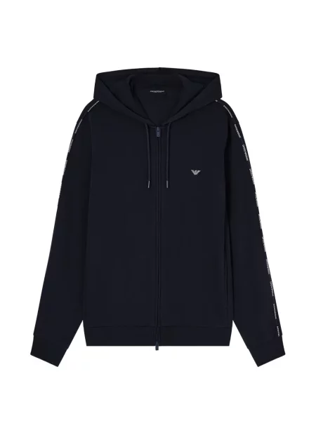 Hanorac cu glugă Emporio Armani cu broderie albastru
