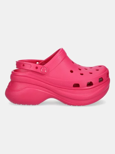 Классические шлепанцы Crocs на платформе розовые