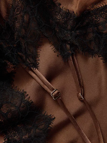Reserved Мереживна туніка темно коричневий