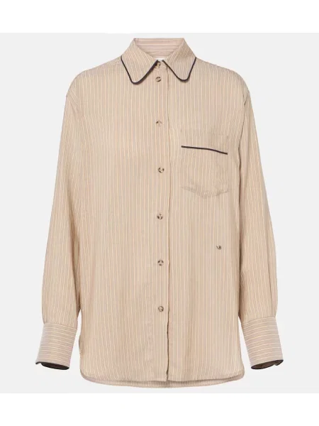 Cămașă Victoria Beckham cu dungi bej
