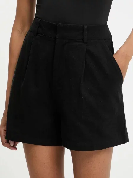 Къс панталон Answear Lab с изчистен дизайн с висока талия черно